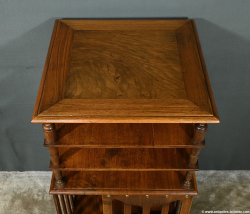 Revolving bookcase in walnut, stamped G.Lancelin - 1900