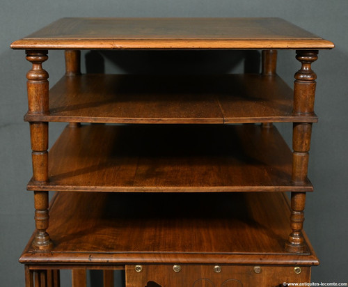 Revolving bookcase in walnut, stamped G.Lancelin - 1900