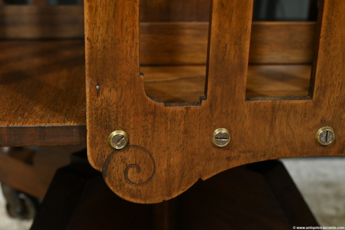 Revolving bookcase in walnut, stamped G.Lancelin - 1900