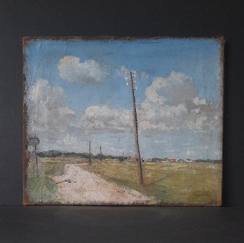 SWIEYKOWSKI Alfred 1869-1953 paesaggio con asta