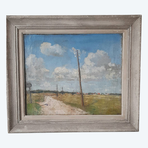 SWIEYKOWSKI Alfred 1869-1953 paesaggio con asta