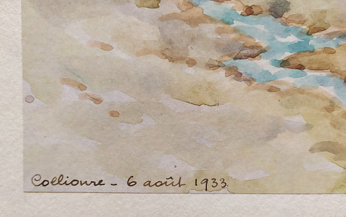 Collioure Landscape Watercolor By Louis Henri Romanet 20th C