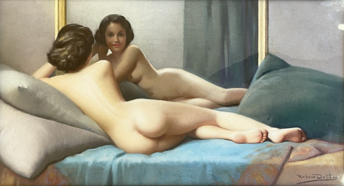 Robert Louis Raymond DUFLOS (1898 - 1929), "Nudo con specchio".