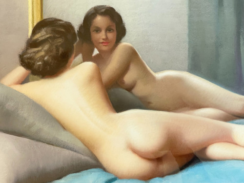 Robert Louis Raymond DUFLOS (1898 - 1929), "Nudo con specchio".