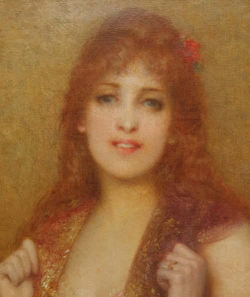 Paul TILLIER - Ritratto di una giovane donna dai capelli rossi e dagli occhi verdi