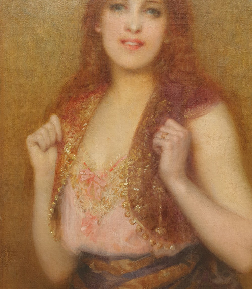 Paul TILLIER - Ritratto di una giovane donna dai capelli rossi e dagli occhi verdi