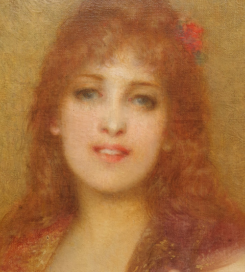 Paul TILLIER - Ritratto di una giovane donna dai capelli rossi e dagli occhi verdi