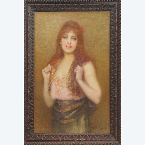 Paul TILLIER - Ritratto di una giovane donna dai capelli rossi e dagli occhi verdi