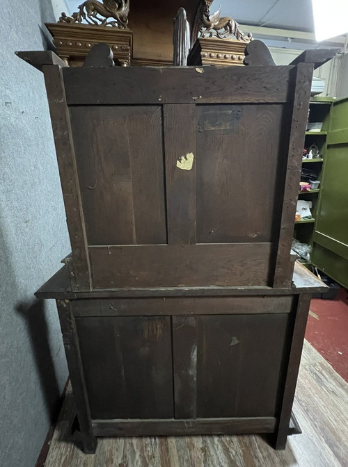 Mobile "Ile-de-France" con due corpi incassati in rovere e lastre di marmo circa 1800