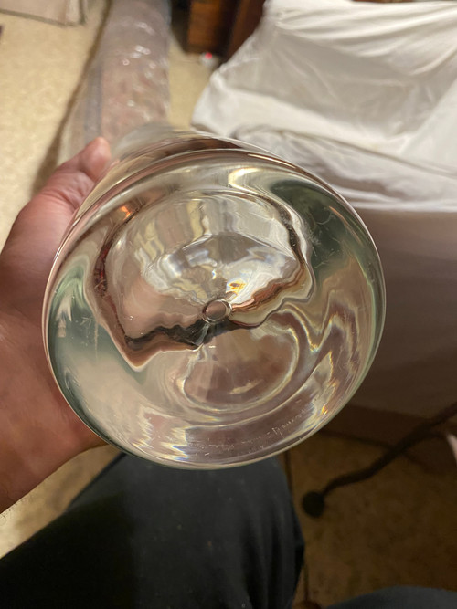 Grand Vase en cristal épais tubulaire gravé des Années "75" , Avignon à l'image d'une Déesse au vase