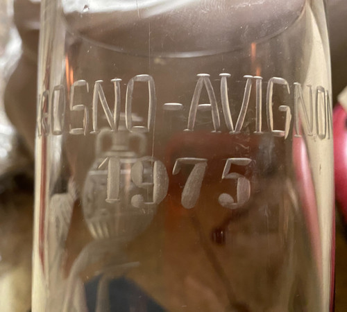Grand Vase en cristal épais tubulaire gravé des Années "75" , Avignon à l'image d'une Déesse au vase