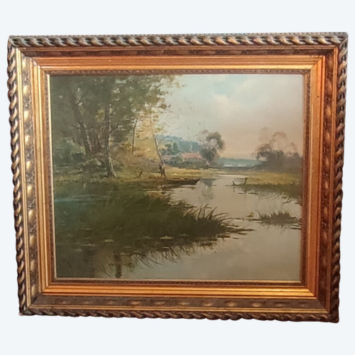 Ancienne Peinture à l huile paysage deSignée Juliany ,Eugène Galien-Laloue