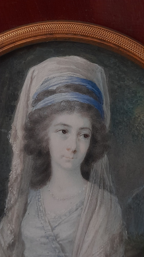 Miniatura di giovane donna a guazzo su avorio, inizio XIX secolo