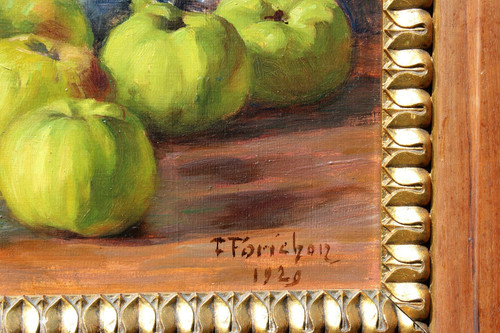 François FORICHON 1865-1952 Nature morte aux pommes, tableau, 1929, post-impressionnisme, Art Déco