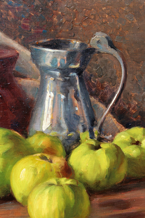 François FORICHON 1865-1952 Nature morte aux pommes, tableau, 1929, post-impressionnisme, Art Déco