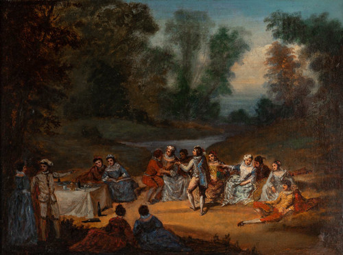 Französische Schule des 18. Jahrhunderts - Banquet Champêtre Öl auf Leinwand um 1750