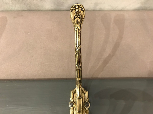 Kleiderstange, Kleiderhaken aus Bronze auf bemaltem Holz, Ende 19.