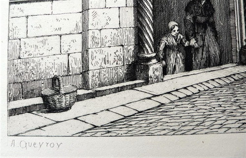 Etching  Architecture Bourges Hotel Lallemant Engraving 19th C Old Print