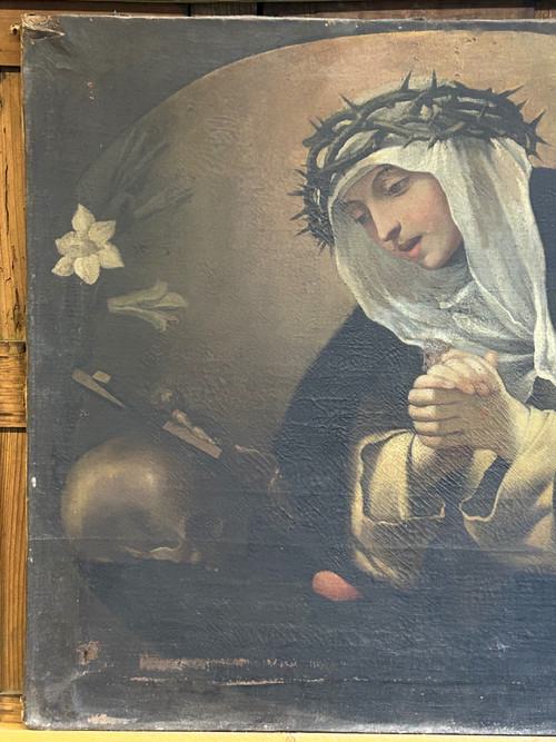 école Florentine Du XVIIème - Entourage De Volterrano - Sainte Catherine De Sienne En Prière 