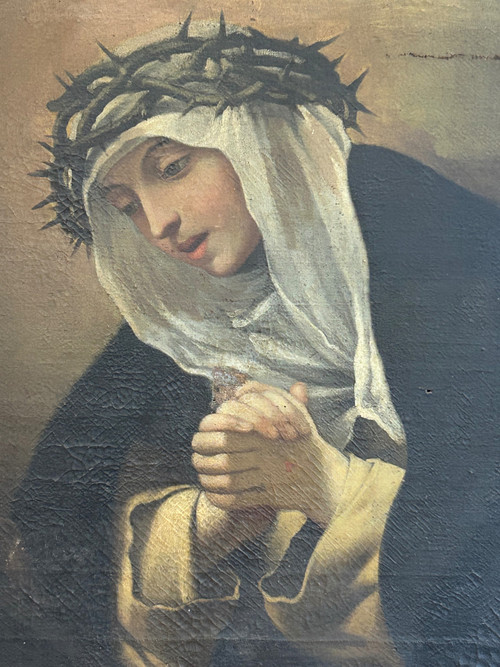 école Florentine Du XVIIème - Entourage De Volterrano - Sainte Catherine De Sienne En Prière 