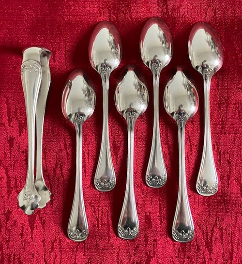 Bel set di 6 cucchiaini in metallo argentato di Ercuis della fine del XIX secolo.