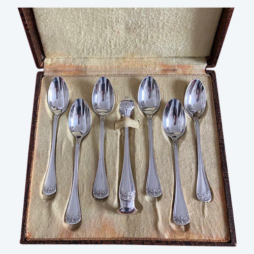 Bel set di 6 cucchiaini in metallo argentato di Ercuis della fine del XIX secolo.