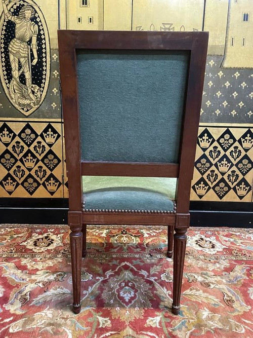 Suite de 6 chaises de style Louis XVI velours vert