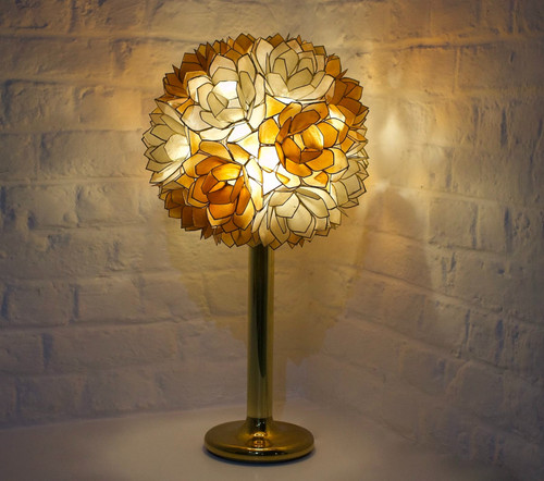 Tulip lamp in brass and mother-of-pearl by Rausch