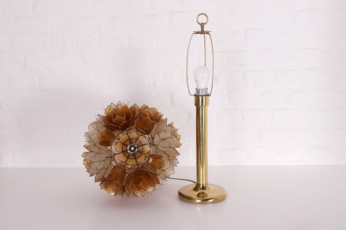 Tulip lamp in brass and mother-of-pearl by Rausch