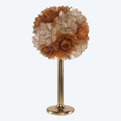 Tulip lamp in brass and mother-of-pearl by Rausch