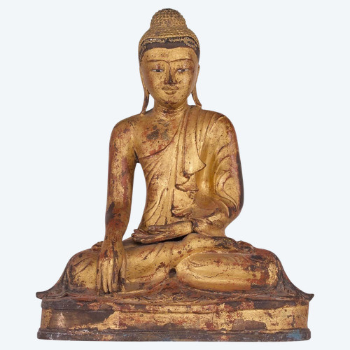 Buddha in bronzo dorato, periodo Mandalay
