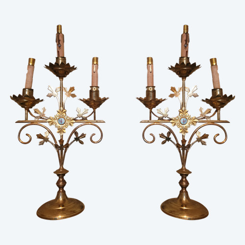 Pair of church candlesticks, circa 1900
