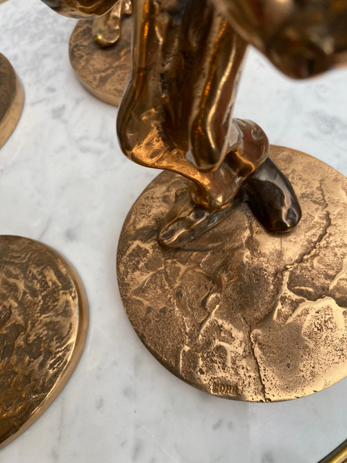 1970/80 'Le Jazz Band' 4 Bronze Sculptures, Signed LOHE