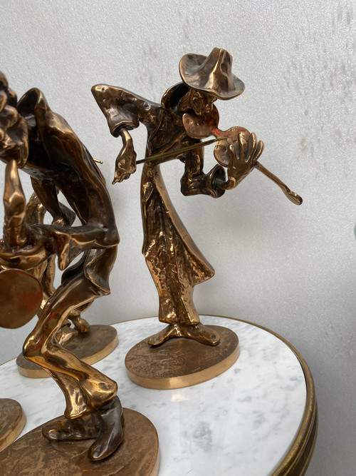 1970/80 'Le Jazz Band' 4 Bronze Sculptures, Signed LOHE
