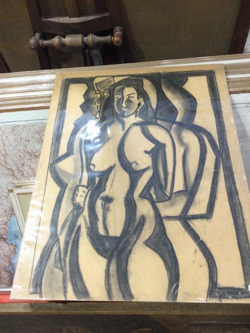 Dessin cubiste années 50