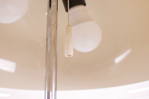 Mushroom lamp with double shade and marble base.