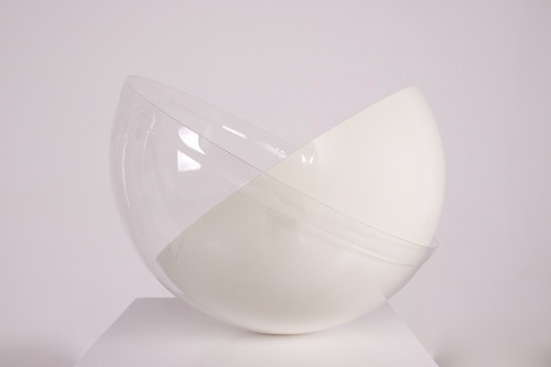 Mushroom lamp with double shade and marble base.