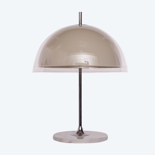 Mushroom lamp with double shade and marble base.
