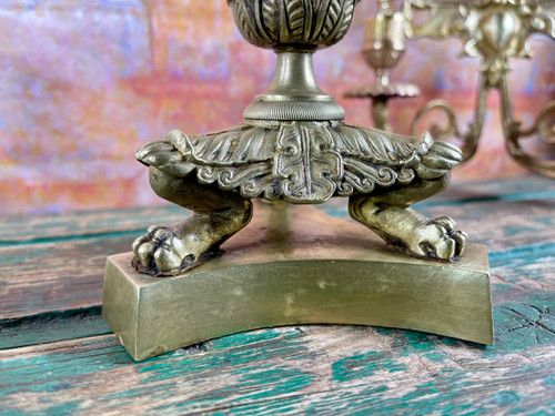 Candeliere antico in bronzo, inizio 19ᵉ secolo, stile Impero