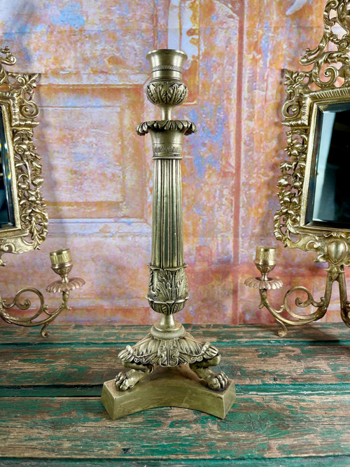 Candeliere antico in bronzo, inizio 19ᵉ secolo, stile Impero