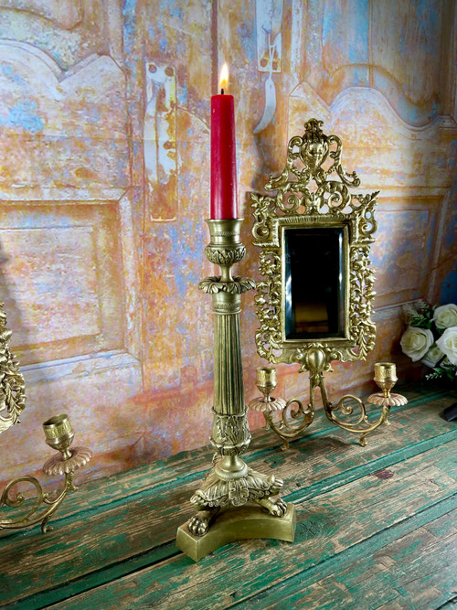 Candeliere antico in bronzo, inizio 19ᵉ secolo, stile Impero