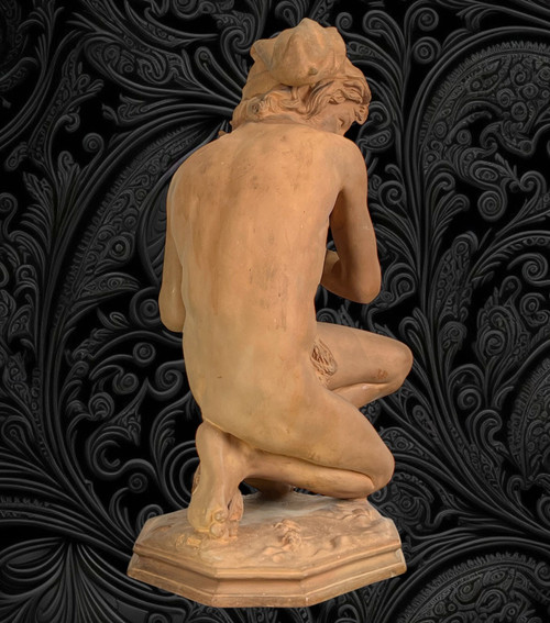 JEAN BAPTISTE CARPEAUX / TERRE CUITE SIGNÉE LE PÊCHEUR NAPOLITAIN A LA COQUILLE