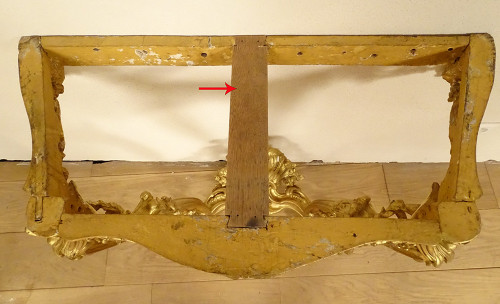 Konsole Louis XV Holz geschnitzt Vergoldet Rocaille Schalen Marmor Weiß XVIII.
