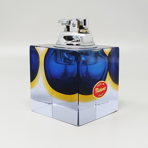 1960er Jahre Atemberaubendes blaues Tischfeuerzeug aus Murano-Sommerso-Glas von Flavio Poli für Seguso