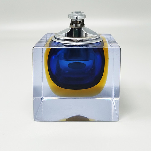 1960er Jahre Atemberaubendes blaues Tischfeuerzeug aus Murano-Sommerso-Glas von Flavio Poli für Seguso