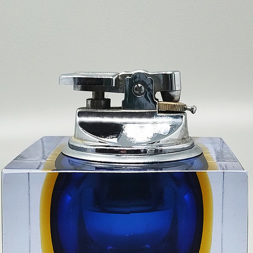 1960er Jahre Atemberaubendes blaues Tischfeuerzeug aus Murano-Sommerso-Glas von Flavio Poli für Seguso