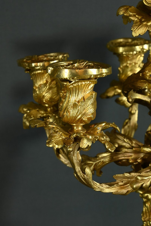 Candélabres en Bronze d’après J-A.Meissonnier, style Rocaille, époque Napoleon III – Milieu XIXe