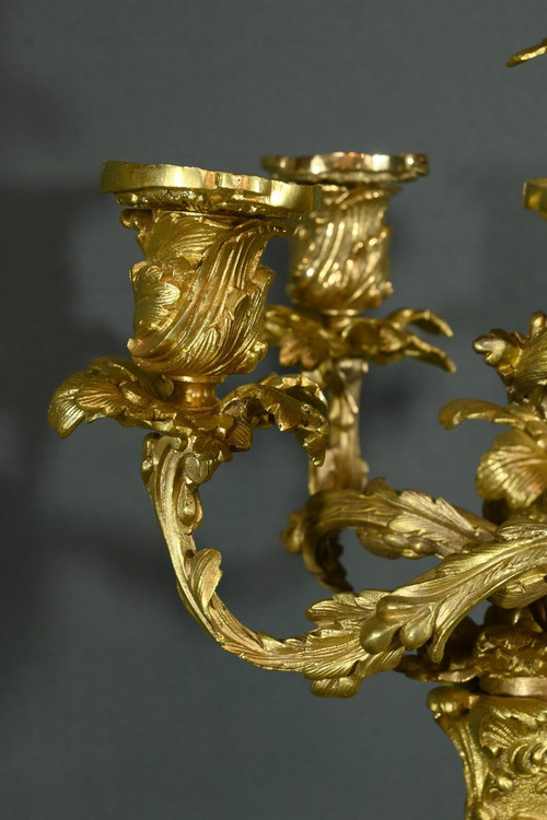 Candélabres en Bronze d’après J-A.Meissonnier, style Rocaille, époque Napoleon III – Milieu XIXe