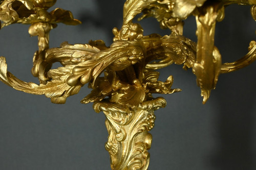 Candélabres en Bronze d’après J-A.Meissonnier, style Rocaille, époque Napoleon III – Milieu XIXe