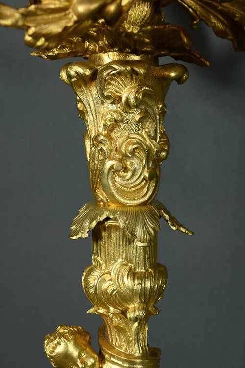 Candélabres en Bronze d’après J-A.Meissonnier, style Rocaille, époque Napoleon III – Milieu XIXe